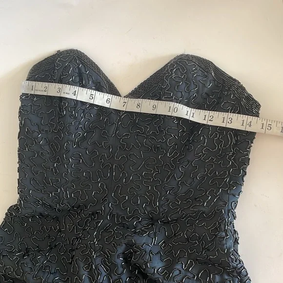 Black Tie He-ro Industries Womens Silk Beaded Strapless Evening Jumpsuit size 4 - Picture 8 of 14